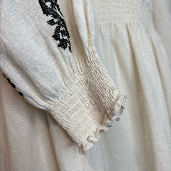 Fat Face Ivory embroidered Black Long Sleeve Dress Size 8 - Picture 7 of 12